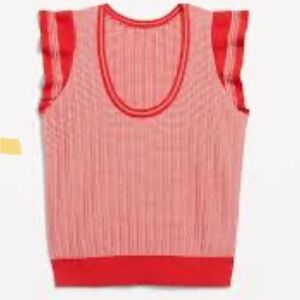 Old Navy Red and White Patterned Knit Top